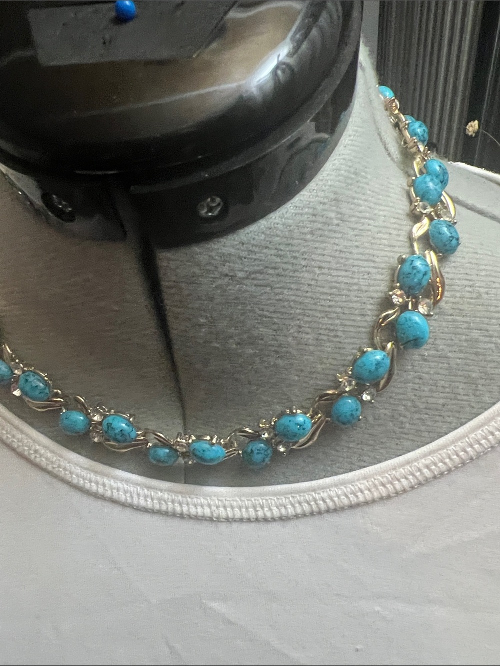 Turquoise Bead Gold-Tone Necklace - Women's Jewelry